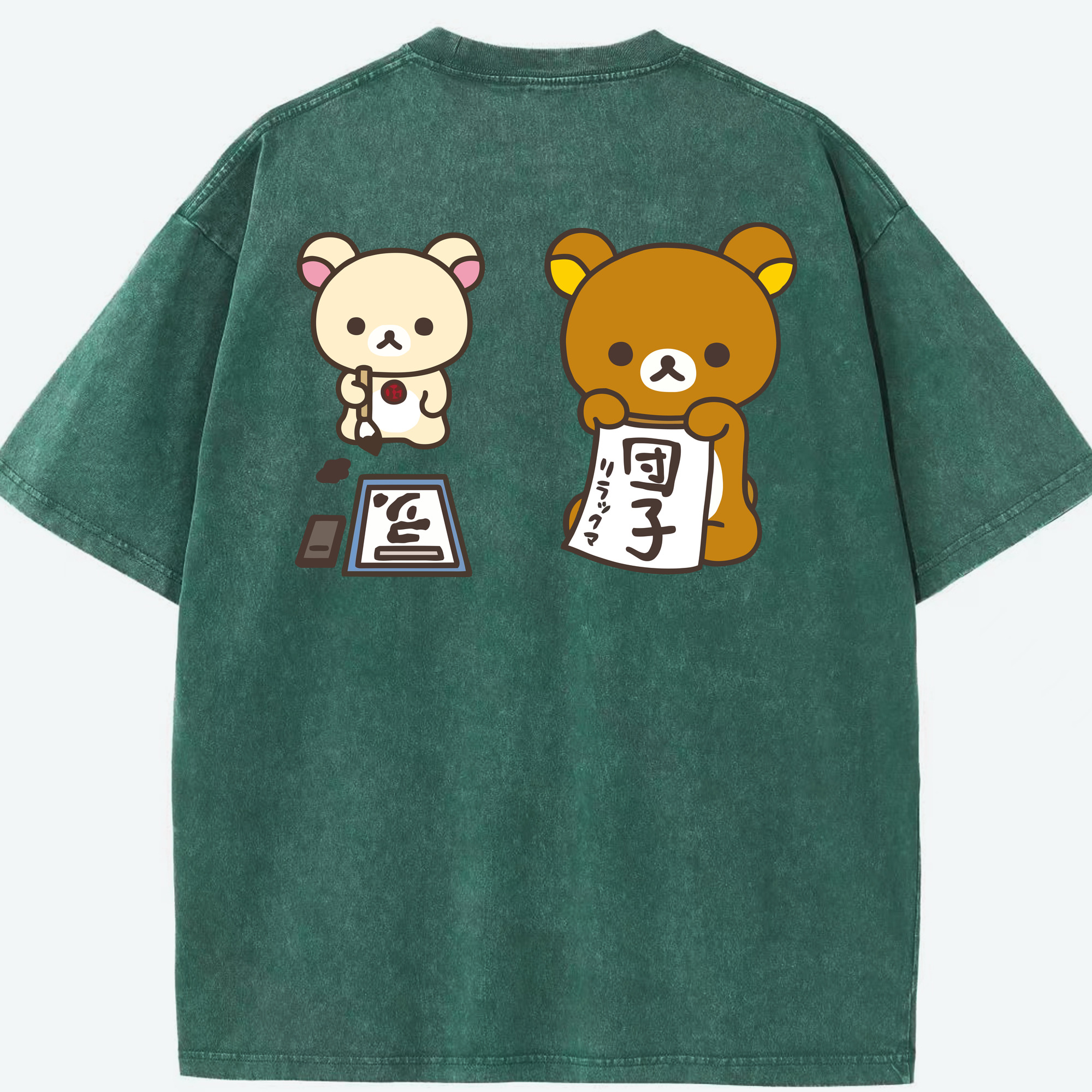 （画像用） リラックマ リラックマ キイロイトリ Rilakkuma Korilakkuma Kiiroitori 綿100% ヴィンテージ風 半袖Tシャツ（背面プリント）